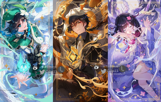 [ReadyStock] Genshin Impact Archon and Oculus Series Tarot-Shape Prints