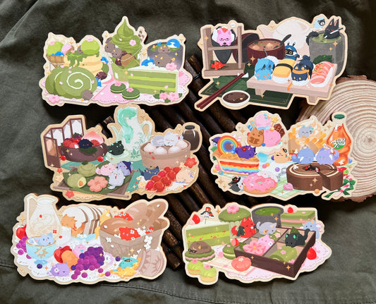 [ReadyStock] Kittens and Dessert Themed Wooden Pins
